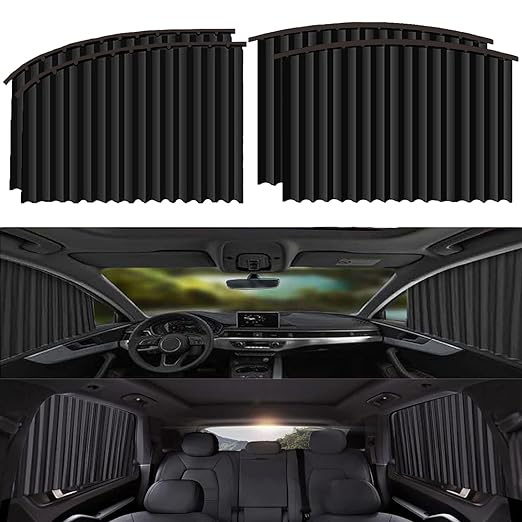 Magnetic Car Curtain Slat Folding Window Sunshade (L/B/H : 30/12/11 cm) (4 PCS) (Black)