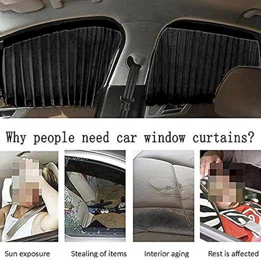 Magnetic Car Curtain Slat Folding Window Sunshade (L/B/H : 30/12/11 cm) (4 PCS) (Black)