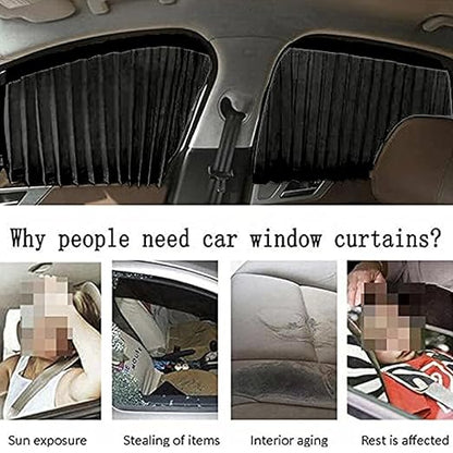 Magnetic Car Curtain Slat Folding Window Sunshade (L/B/H : 30/12/11 cm) (4 PCS) (Black)