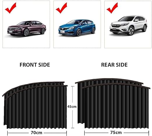 Magnetic Car Curtain Slat Folding Window Sunshade (L/B/H : 30/12/11 cm) (4 PCS) (Black)